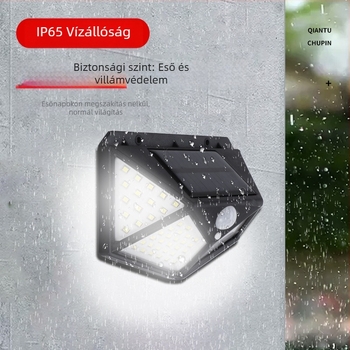 Napelemes falikar LED-es mozgásérzékelővel, IP65, 10W, üzemidő 6–12 óra