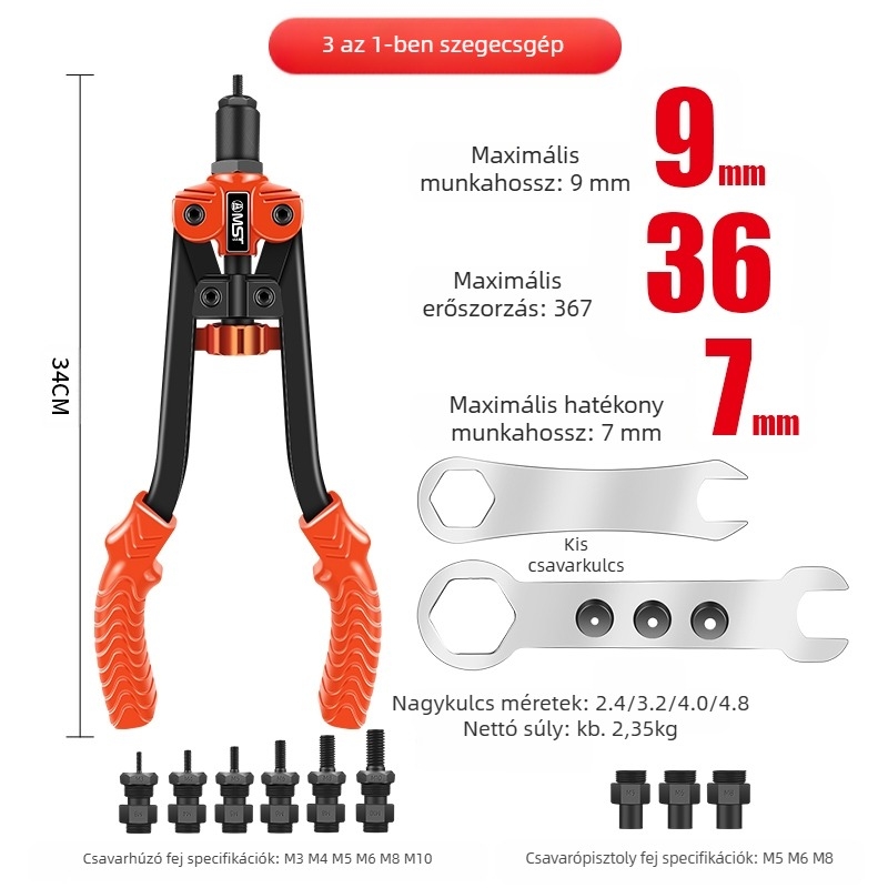 Rivet Nut Gun automatikus és manuális működéssel, építéshez