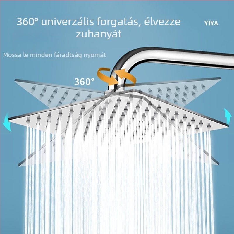Yanya zuhanyfej rozsdamentes acélból, eső funkció, modell felső sugárzással, üzemelési hőmérséklet 1–90°C