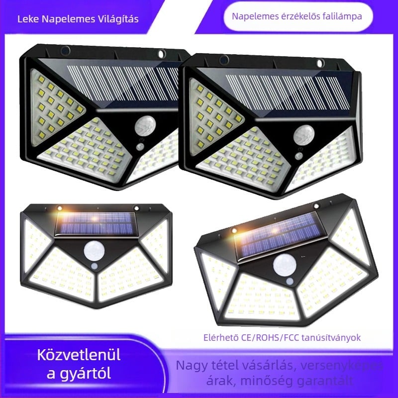Napelemmel működő külső falikar, vízálló, LED, 10W, 3.7V, 6–12 órás üzemidő, virág alakú, pastoral stílus, manuális kapcsoló