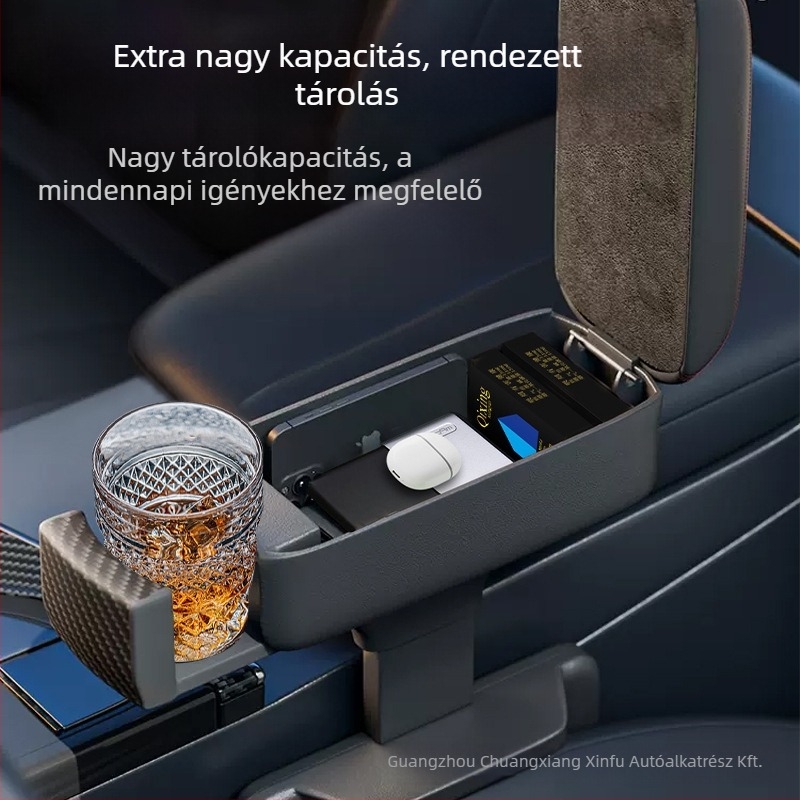 Autó középső kartámasz tároló doboz – bőr, a ülés közötti résszel, vízálló, nyomásálló, testreszabás, logó nyomtatás