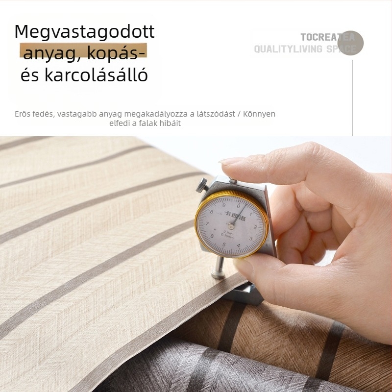 Öntapadós tapéta – rácsos len mintázat, retro fa mintázat, vastag PVC, vízálló, nedvességálló, olajálló