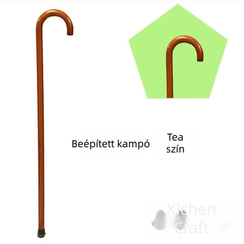 Idős embereknek készült fából készült kampós sétabot, kínai stílus, márka Happy morning