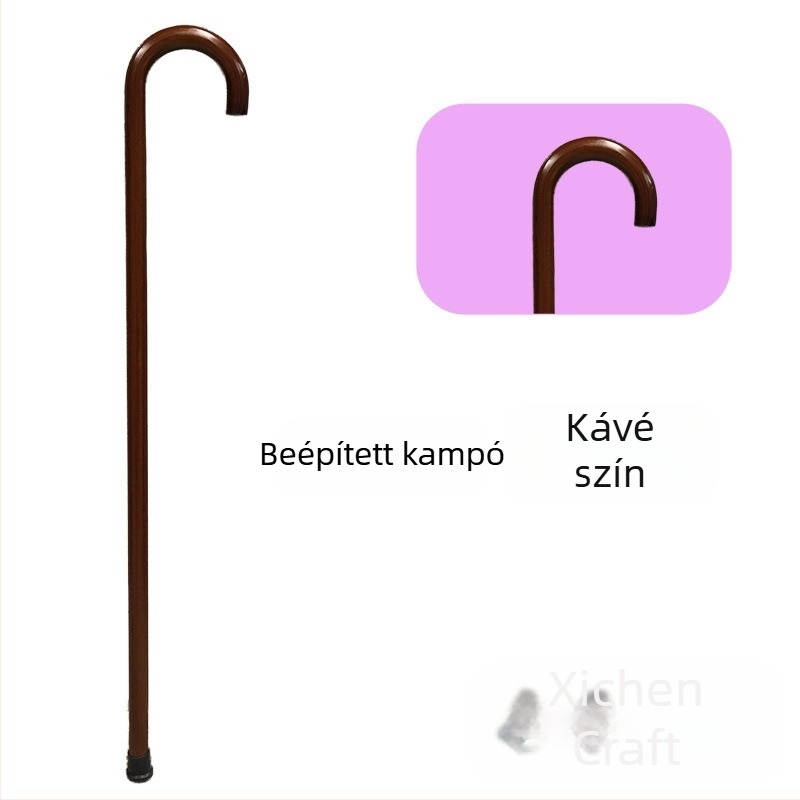 Idős embereknek készült fából készült kampós sétabot, kínai stílus, márka Happy morning