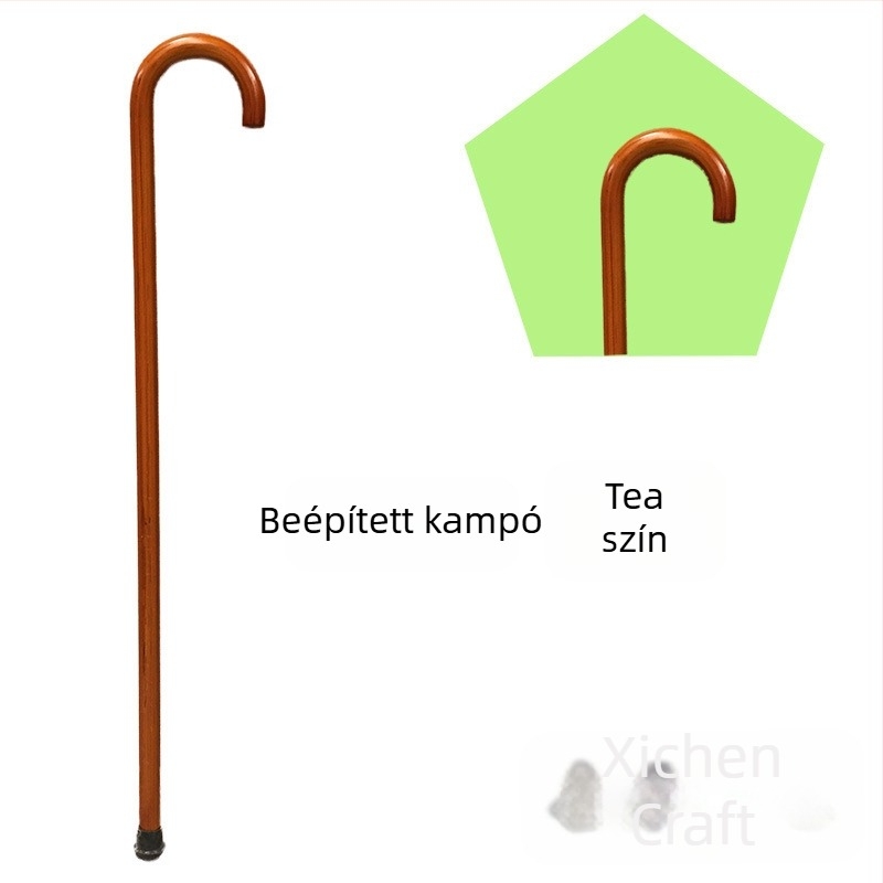 Idős embereknek készült fából készült kampós sétabot, kínai stílus, márka Happy morning