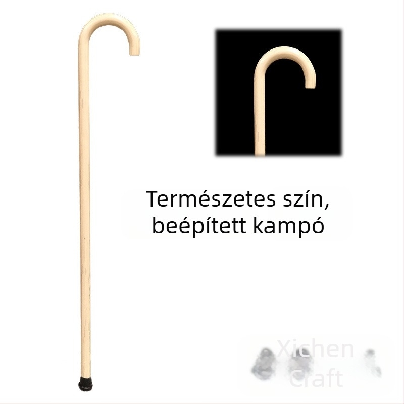 Idős embereknek készült fából készült kampós sétabot, kínai stílus, márka Happy morning