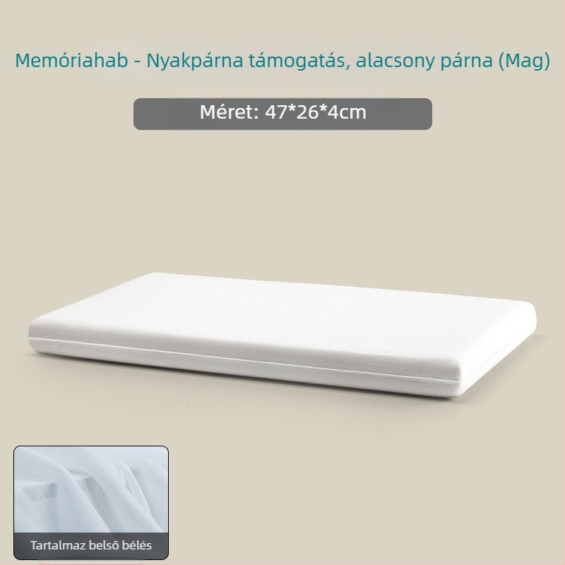 Memory cotton párna ultra vékony, alacsony profil, téglalap alakú, gyerekeknek és felnőtteknek, testreszabható