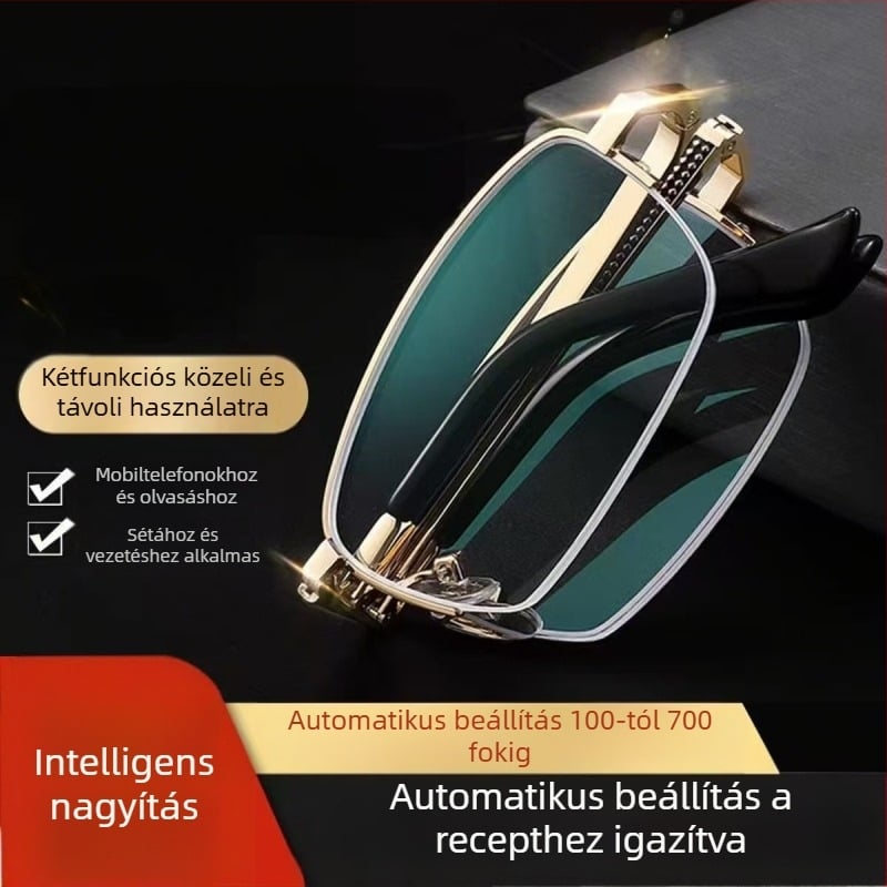 Olvasószemüveg kékfény elleni védelemmel, multifokális lencsékkel, UV védelemmel, távoli és közeli látásra, anti-fáradtság