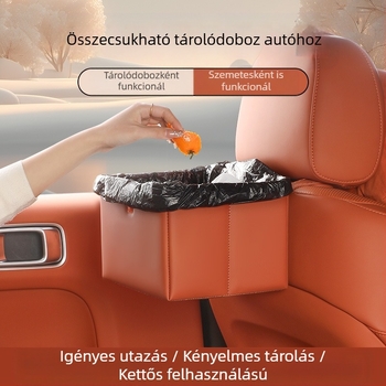 Összecsukható tárolóedény autóba és szemetes a hátsó utastérhez