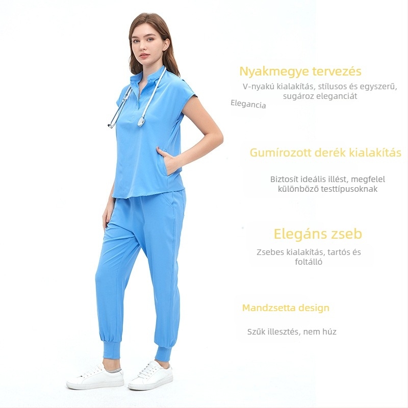 Paiero uniszex orvosi ruha – rövid ujjú felső és nadrág, nedvességelvezető, gyorsan száradó anyag (polyester-spandex keverék)