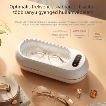 Ultrahangos szemüvegtisztító készülék, USB táplálás, 3,7V, 10W, kapacitás 301–500 ml