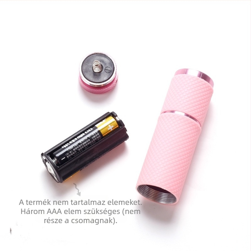 LED mini körömlámpa gél lakkhoz – gyors száradás, hordozható fototerápiás lámpa; Modell: Flashlight lamp; Márka: Today's Show; Eredet: Yiwu; Nettó tömeg: 40 g.