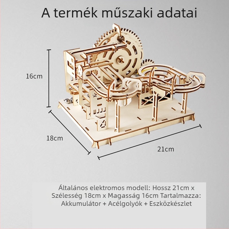 Fából készült DIY tudományos játék: golyópálya összeállítható kézzel, biológia/kémia oktatás, 7–14 éveseknek, Blue Jird márka