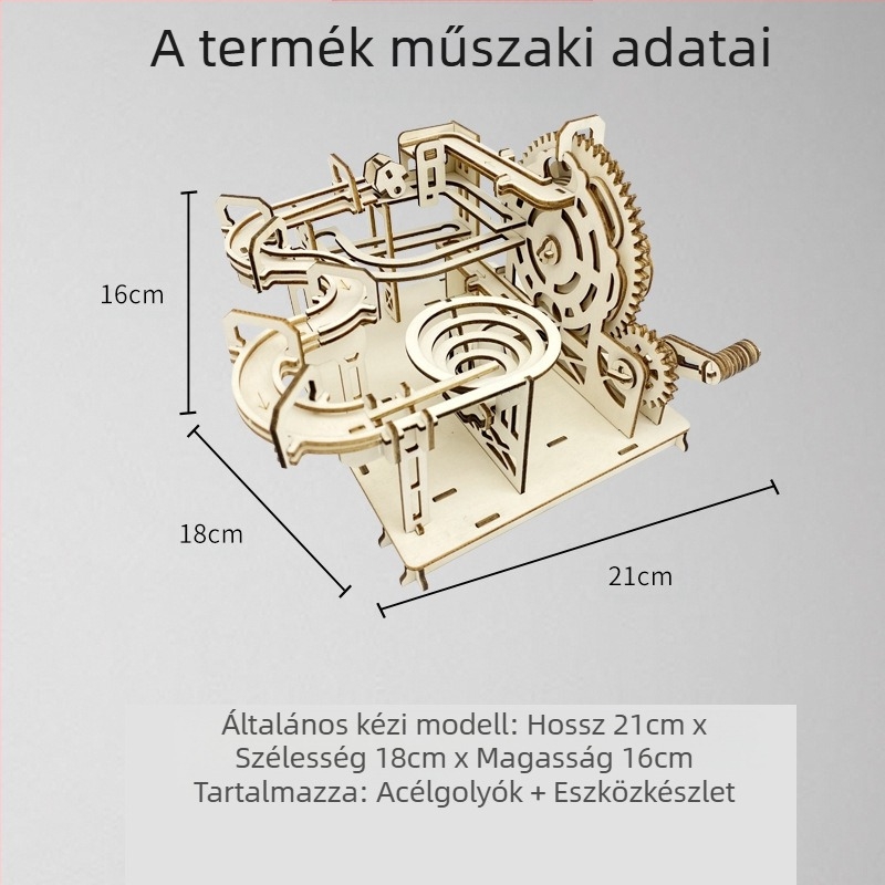 Fából készült DIY tudományos játék: golyópálya összeállítható kézzel, biológia/kémia oktatás, 7–14 éveseknek, Blue Jird márka