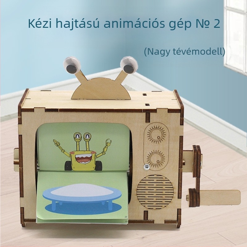 Kézi Hajtású Animációs Gép 1 — DIY STEM Játék, Fa Konstrukció, 14+ Korosztály
