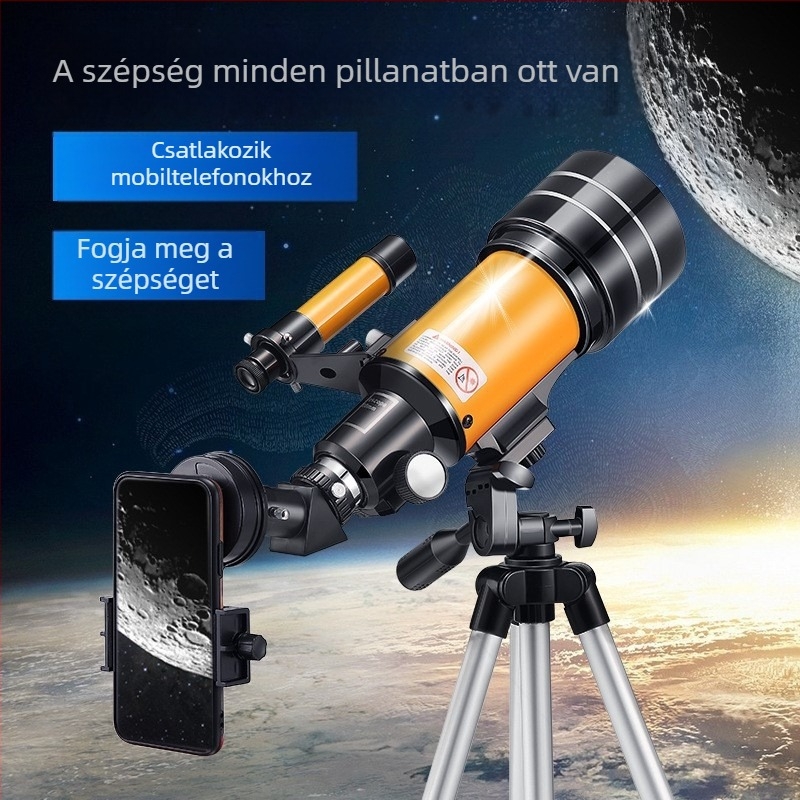 AZM30070M monokuláris csillagászati teleszkóp, 150× nagyítás, 1,91° látómező, 70 mm kilépő pupilla