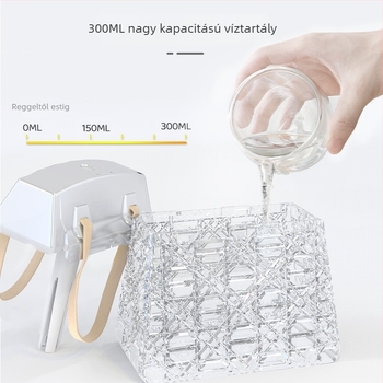 Párásító otthonra és irodába — USB asztali kristály burkolattal, 1 ködkiárat, 0.5 L alatti tartály, 21–30 m² lefedettség, atmoszferikus lámpa