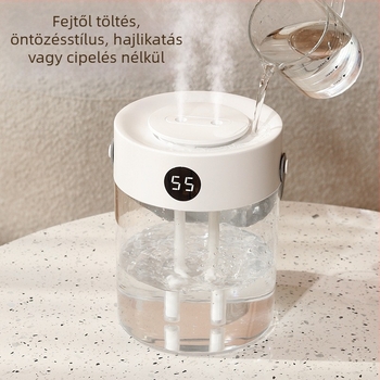  USB tápegységű párásító, két fúvóka, tartály 2,6–4,0 L, alkalmas helyiségekhez 10 m²-ig, modell T20