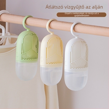 Akasztó ruhásszekrény nedvességelnyelő kalcium-kloriddal — nedvességfelszívó ruhásszekrényekhez és hálótermekhez, dobozos csomagolás, 100 darab, 209 g/darab