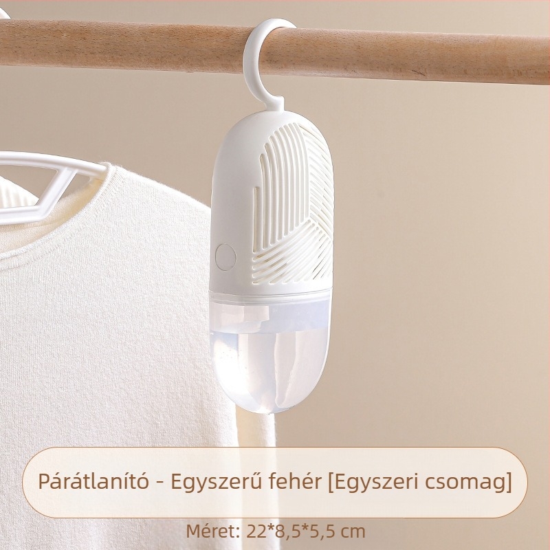 Akasztó ruhásszekrény nedvességelnyelő kalcium-kloriddal — nedvességfelszívó ruhásszekrényekhez és hálótermekhez, dobozos csomagolás, 100 darab, 209 g/darab