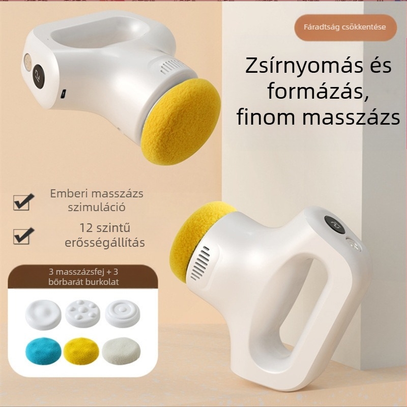 Kézi USB-s masszírozó, 3 fokozattal és háromféle masszázsféssel: konvex kör fej, akupunktúrás fej és kör fej, fej, nyak, vállak, hát és lábak számára