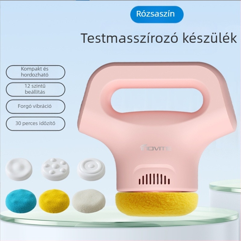 Kézi USB-s masszírozó, 3 fokozattal és háromféle masszázsféssel: konvex kör fej, akupunktúrás fej és kör fej, fej, nyak, vállak, hát és lábak számára