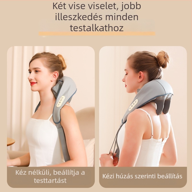 Nyak- és vállmasszírozó infravörös fizioterápiával, 6 masszázsfej, újratölthető, modell A6688, 3 fokozat
