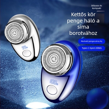 FH061-2 Hordozható elektromos borotva 1 forgó fejjel, LED kijelző, levehető mosható fej, beépített akkumulátor, 40 perc üzemidő