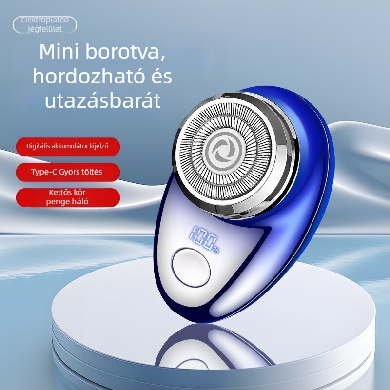 FH061-2 Hordozható elektromos borotva 1 forgó fejjel, LED kijelző, levehető mosható fej, beépített akkumulátor, 40 perc üzemidő