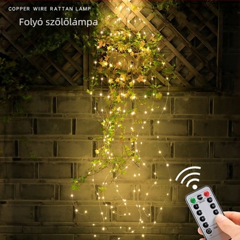 Rézdrótos LED füzér vízfa alakú ratán dekoráció esküvőre