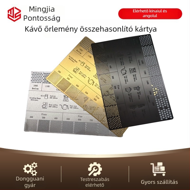 Rozsdamentes acélból készült kávéőrlemény méretreferencia kártya — Mingjia, modern egyszerű stílus, kávégép kiegészítő