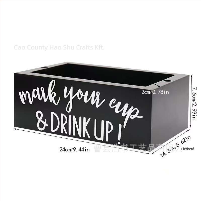 Fa pohártartó és asztali tároló - papír pohár adagoló, 1 L kapacitás, fa konstrukció, modern minimalista stílus, logó nyomtatás