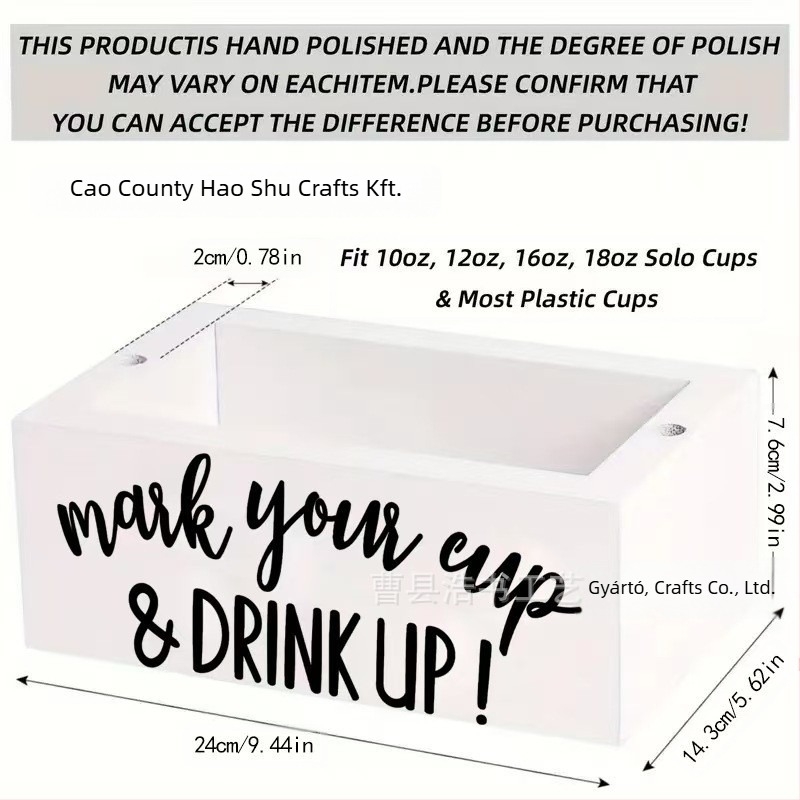 Fa pohártartó és asztali tároló - papír pohár adagoló, 1 L kapacitás, fa konstrukció, modern minimalista stílus, logó nyomtatás