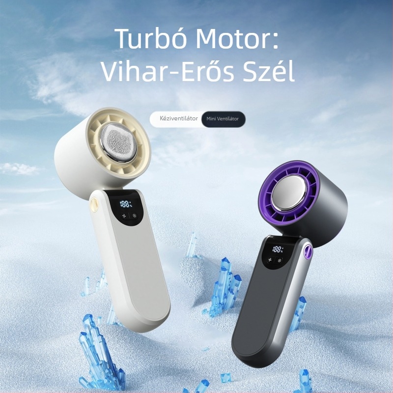 USB ventilátor beépített lítium akkumulátorral 2000–4000 mAh, brushless motor, 5 lapát, 3 fokozat, üzemidő 6–8 óra