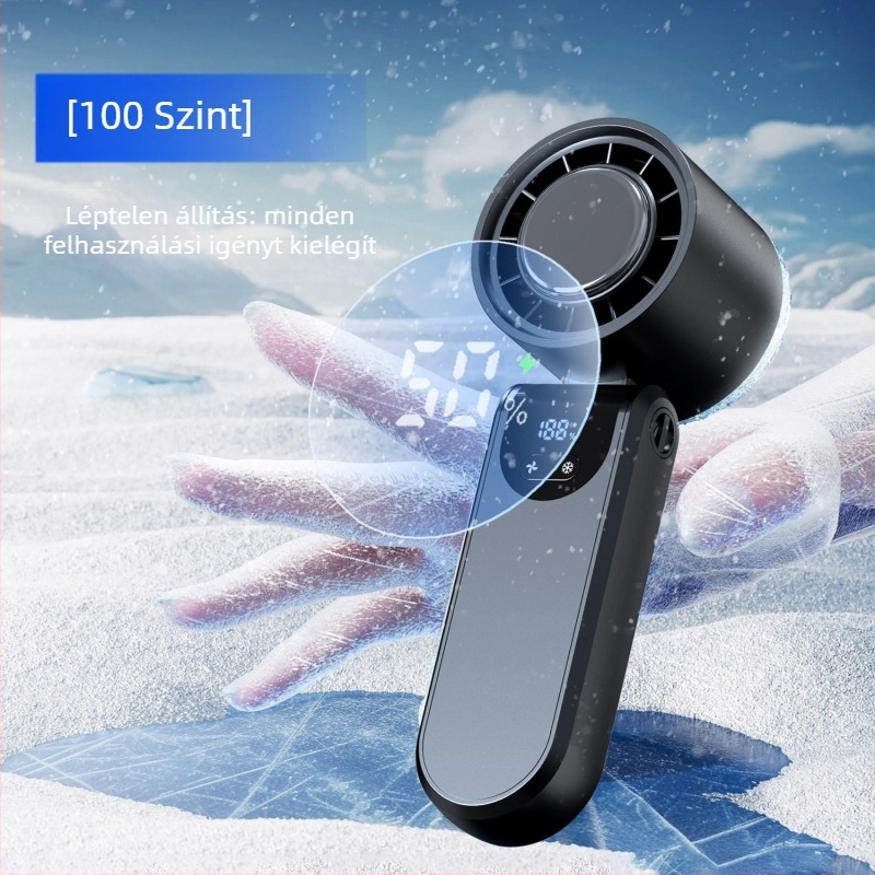 USB ventilátor beépített lítium akkumulátorral 2000–4000 mAh, brushless motor, 5 lapát, 3 fokozat, üzemidő 6–8 óra