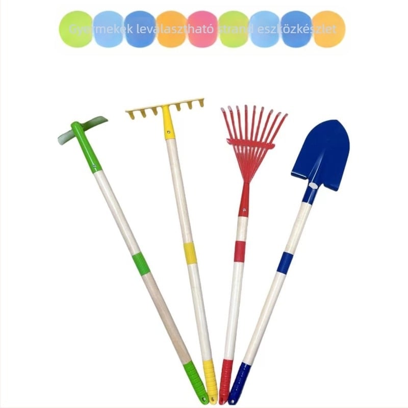 Gyerekek homok- és kertés lapátkészlet – vas test, fa nyél, 323 g fej, alkalmas otthoni kertészkedésre és kültéri játékra a tengerparton