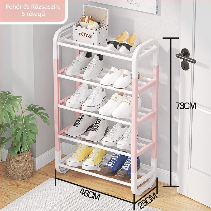 I-alakú cipőállvány, 5-szintes, DIY-összeszerelés, anyag: műanyag és vas, modern minimalista stílus, Yale márka