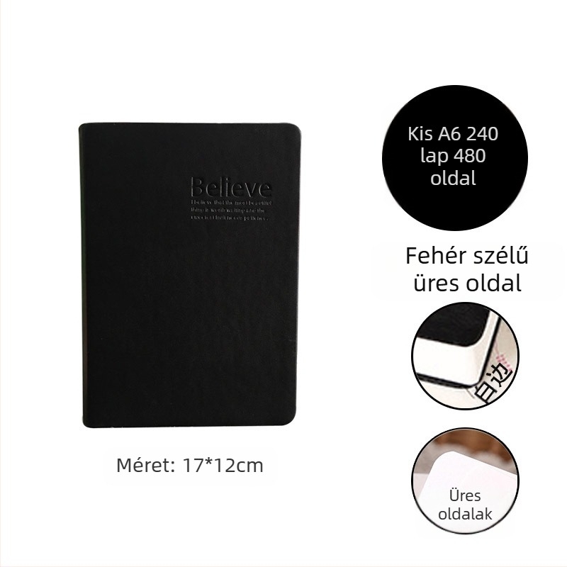 Feljegyzések könyve mesterséges bőr borítóval, drótos kötés, Daolin papír, 200 oldal, nosztalgikus retro stílus
