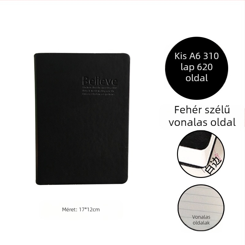 Feljegyzések könyve mesterséges bőr borítóval, drótos kötés, Daolin papír, 200 oldal, nosztalgikus retro stílus