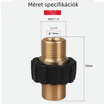 Magasnyomású autómosó pisztoly bronz adapter csatlakozó M22x1.5 és hosszabbító