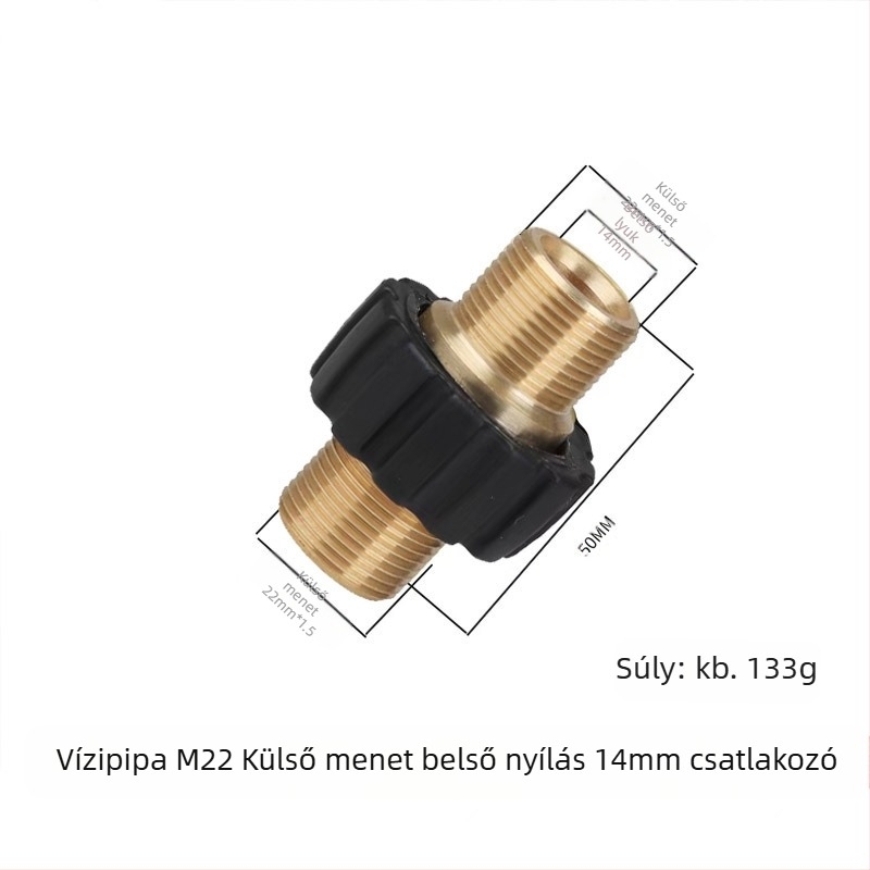 Magasnyomású autómosó pisztoly bronz adapter csatlakozó M22x1.5 és hosszabbító