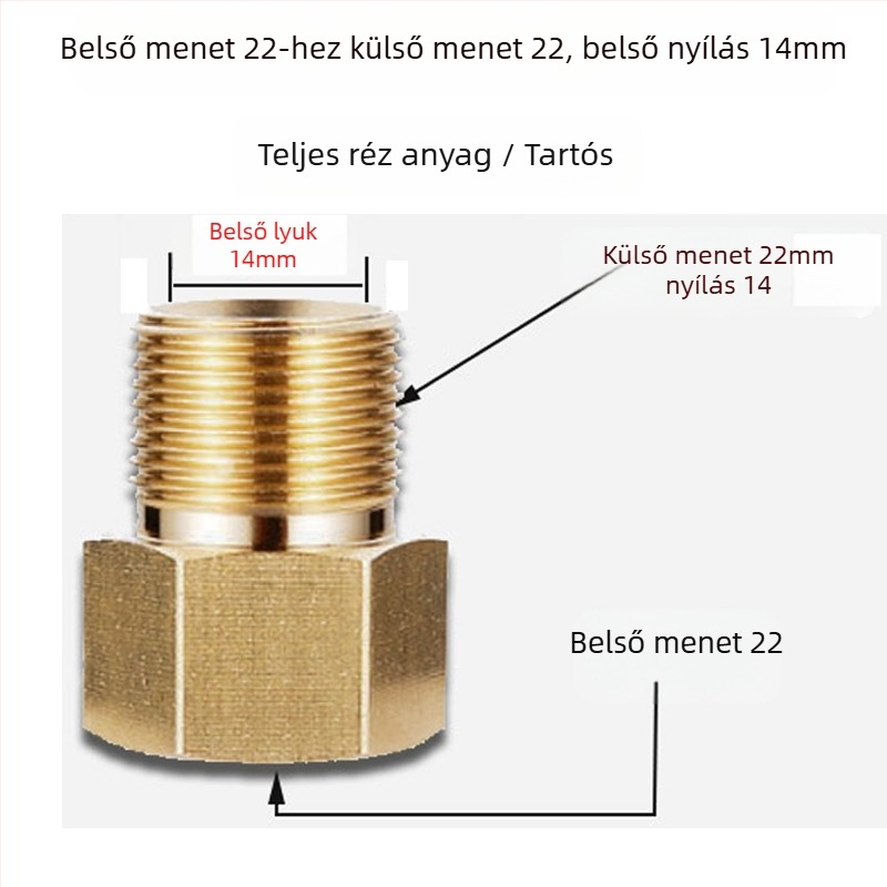 Magasnyomású autómosó pisztoly bronz adapter csatlakozó M22x1.5 és hosszabbító