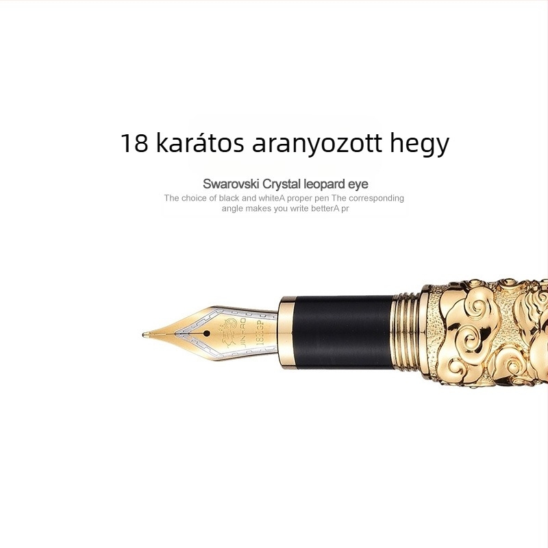 Jin Hao luxus 18K aranyozott toll retro kínai relief, gyűjtemény két színű befejezéssel, írásgyakorláshoz