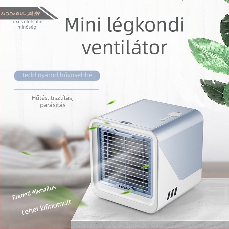Mini USB léghűtő 500 ml-es víztartállyal, 3 sebesség, brushless motor, 5V/8W, zaj 45–50 dB