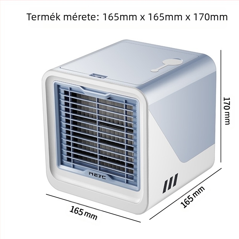 Mini USB léghűtő 500 ml-es víztartállyal, 3 sebesség, brushless motor, 5V/8W, zaj 45–50 dB
