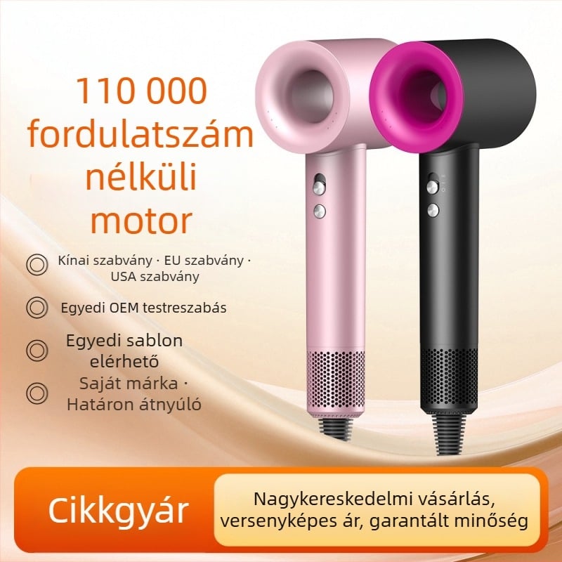 Hajszárító brushless motorral, 1300 W, negatív ionok, hideg/meleg levegő, túlmelegedés elleni védelem