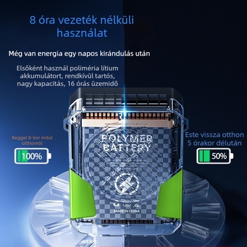 Csípőre szerelhető sport ventilátor, USB tápegység, 3 sebesség, zaj 36–45 dB, 5V 3W, beépített akkumulátor 2000–4000 mAh