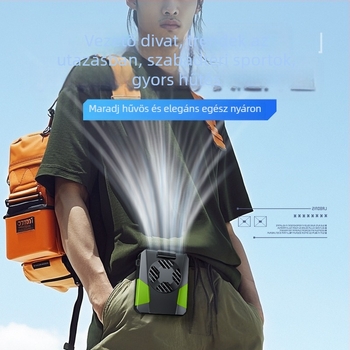 Csípőre szerelhető sport ventilátor, USB tápegység, 3 sebesség, zaj 36–45 dB, 5V 3W, beépített akkumulátor 2000–4000 mAh