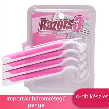 Maifeng női borotva testre, manuális, 4 darabos készlet, 3 rétegű rozsdamentes acél penge