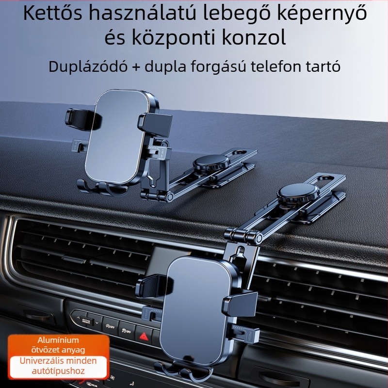 Autóba szerelhető telefon navigációs tartó alumíniumötvözetből, univerzális, ragasztóval rögzíthető